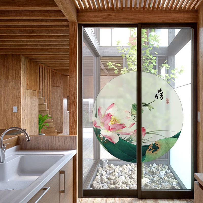 

Custom round glass frosted film transparent opaque kitchen bedroom tea room reception room decoration stickers stickers