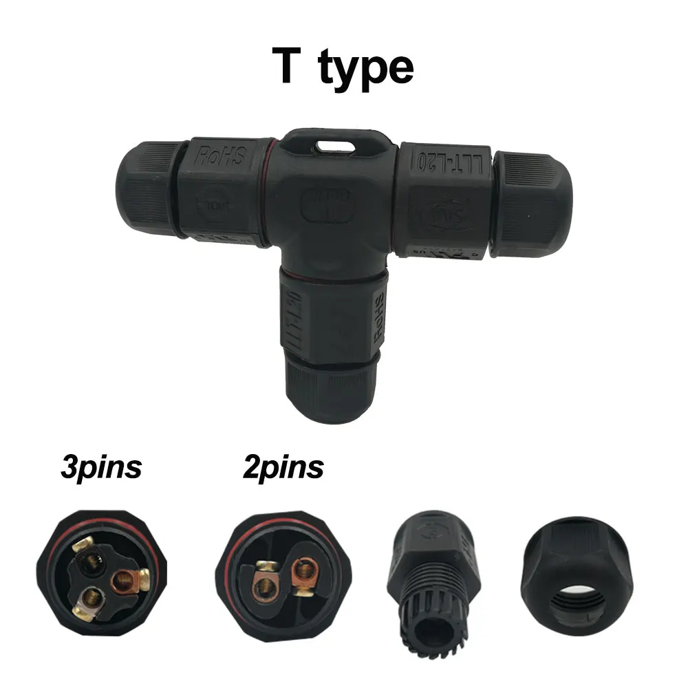 IP67 Waterproof Connector 2 Pin 3 Pin Electrical Terminal Wire Adapter Connector Screw and Soldering Pin connector for LED Light (20)