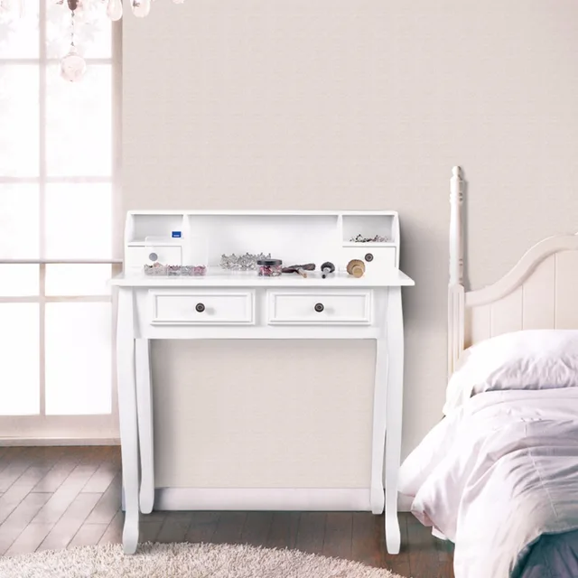 Langria Makeup Dressing Table Vanity With 4 Drawers 3 Open Storage Langria Makeup Dressing Table Vanity With 4 Drawers 3 Open Storage Compartments And Solid Rubberwood Legs