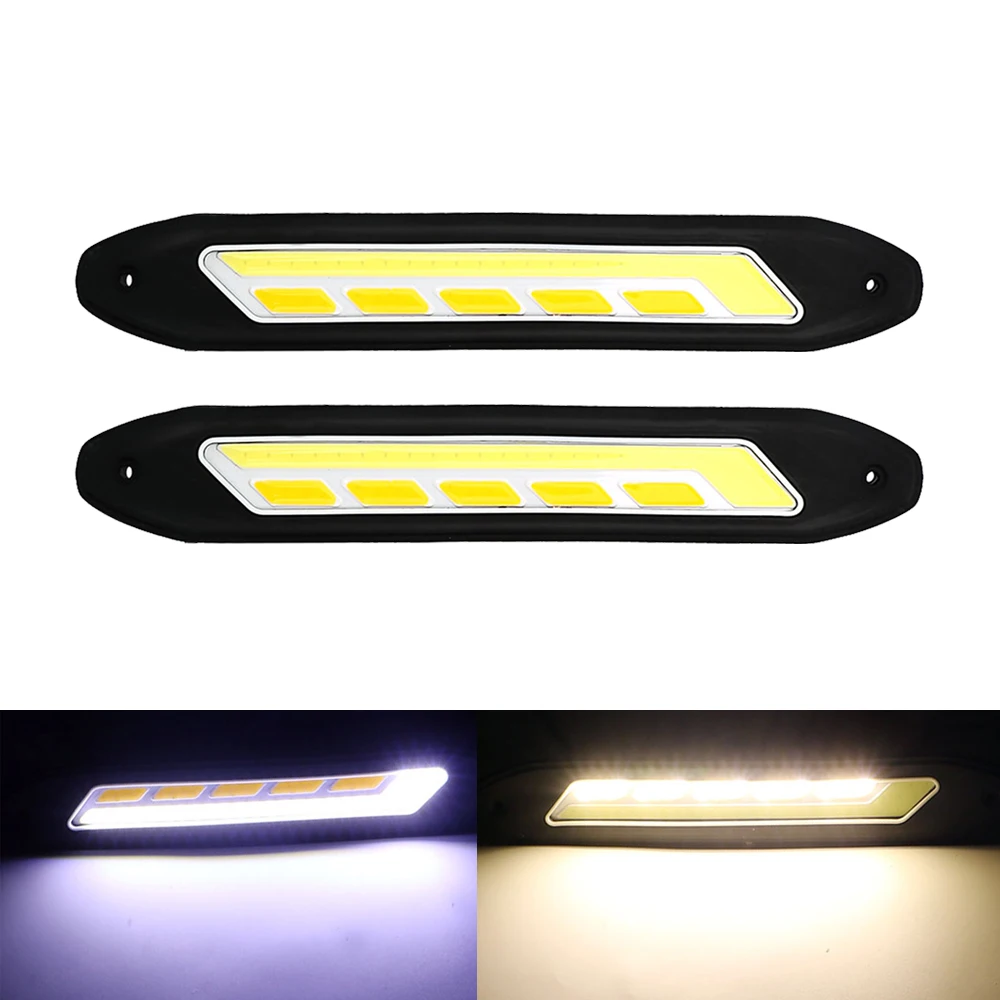 2PCS Car DRL and Turn Indicators COB LED Daytime Running Lights Turn ...