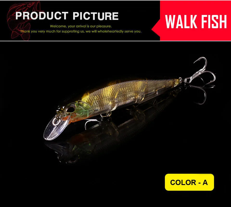 WALK FISH, 1 шт., 11 см, 13,9 г, приманка для рыбной ловли в виде гольяна, Воблер для рыбалки, искусственная приманка, воблер, 3D глаза, Leurre, рыболовная снасть, жесткая приманка