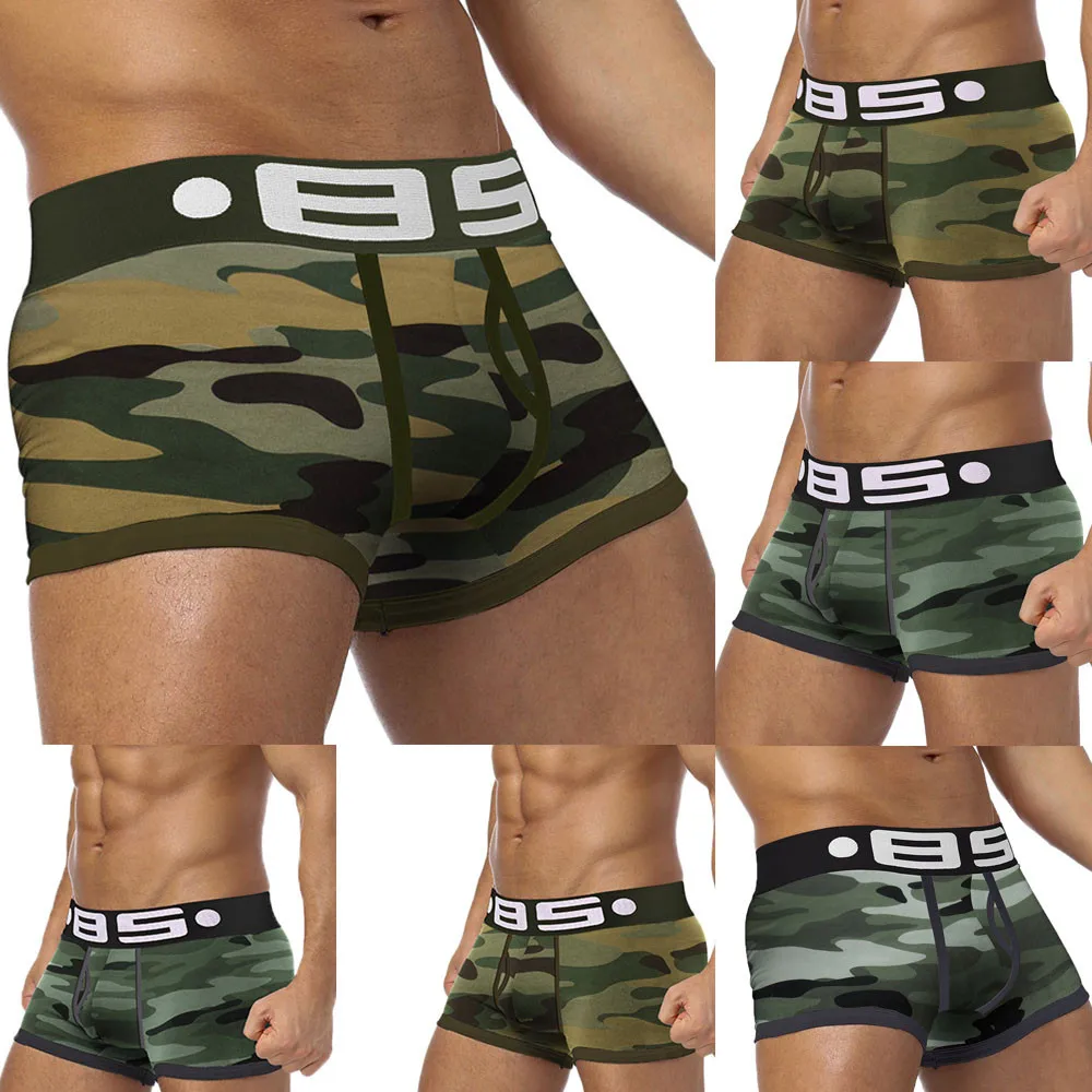 

Men Sexy Underwear Letter Printed Panties Shorts Bulge Pouch Underpants calzoncillos transparentes hombre