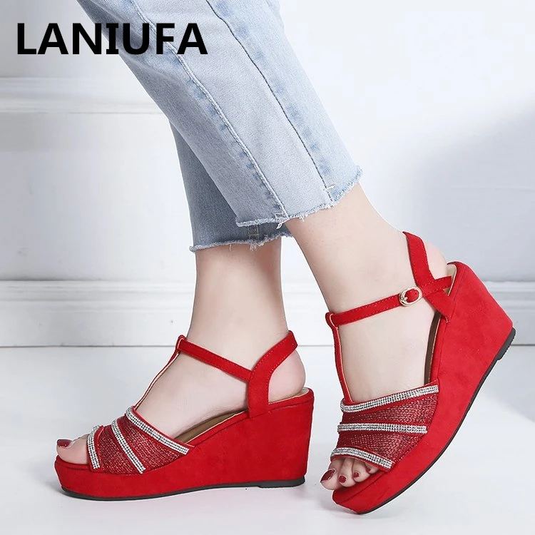 

Summer Platform Sandals women Wedges High Heels Shoes Casual Breathable Mesh high heels women Sandals mujer plus size 35-43 #874