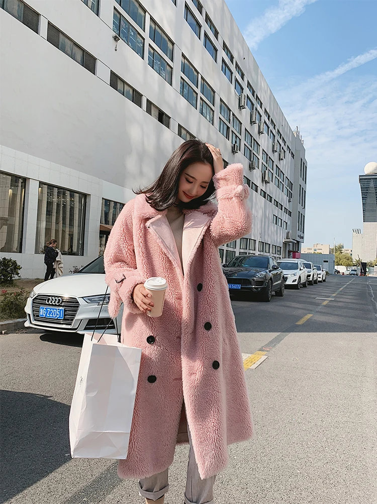 Real Fur Coat Women Korean Sheep Shearling Winter Coat Women Lamb Fur Jacket Windbreaker Abrigos Mujer Invierno MK188YY579