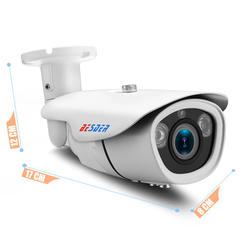 Besder PoE Zoom IP камера CCTV безопасности Водонепроницаемый Открытый ручной зум варифокальный объектив 2,8-12 мм 720 P/960 P/1080 P 2Big массив светодиодов