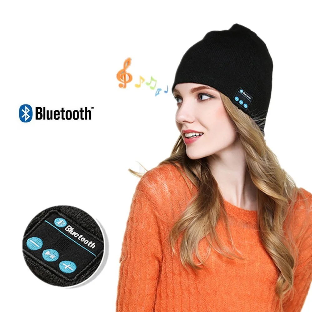 Bluetooth Music Beanie, Women Bluetooth Knit Hat with Stereo Headphones ...