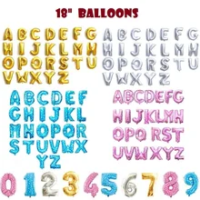 18″ Party Balloons Number Letter Balloons Wedding Birthday Festival Party New Year Decoration Foil Gold Silver Pink Blue Balloon
