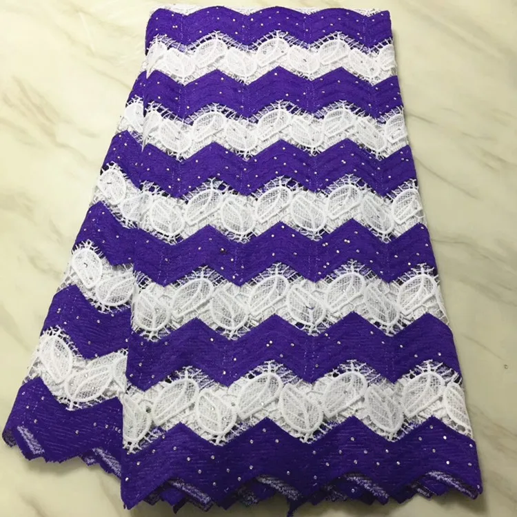 

5Yards/pc Hot sale D.purple and white african milk silk lace embroidery french mesh lace fabric for dress BM9-3