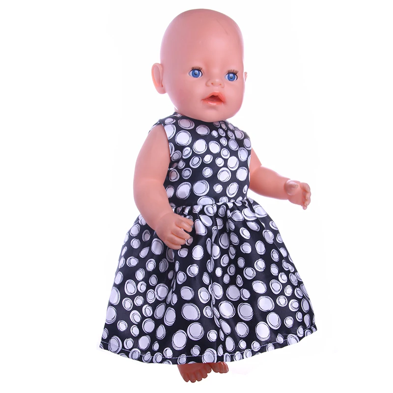 

Cute Wave Point Printed Princess Dress Fit 18 Inch American&43 CM Baby Doll Clothes Accessories,Girl's Toys,Generation,Birthday