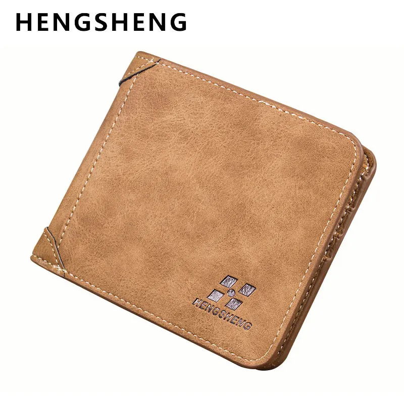 HENGSHENG 2017 Vintage Brand Male Leather Wallets Short Designer Wallet Purse Man Card Holder Walet for Men Free Shipping