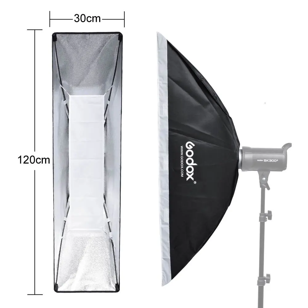 Складной софтбокс Godox 30x120 см/12 &quotx 47&quot с креплением Bowens Elinchrom Balcar Hensel Broncolor Multiblitz