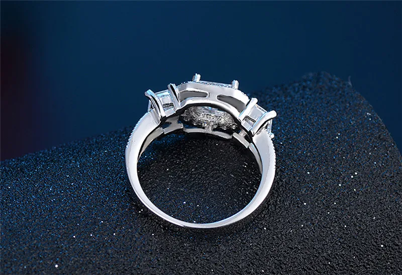 Big Promotion Princess Cut CZ Ring Exquisite Silver Color Micro Inlay Clear AAA Cubic Zircon Couple Knuckle Rings Anillos LSR001 (2)