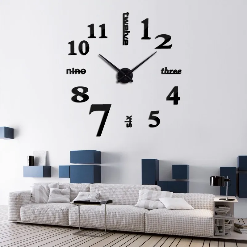 Новая распродажа настенные часы reloj de pared 3d diy акриловые зеркальные наклейки кварцевые современные украшения для дома