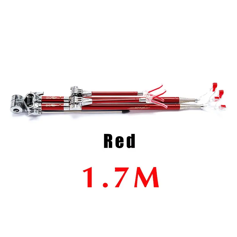 red 1.7M Две головки 1,7-2,1 м телескопическая удочка держатель Открытый складной регулируемый кронштейн из нержавеющей стали рыболовные снасти - Цвет: red 1.7M