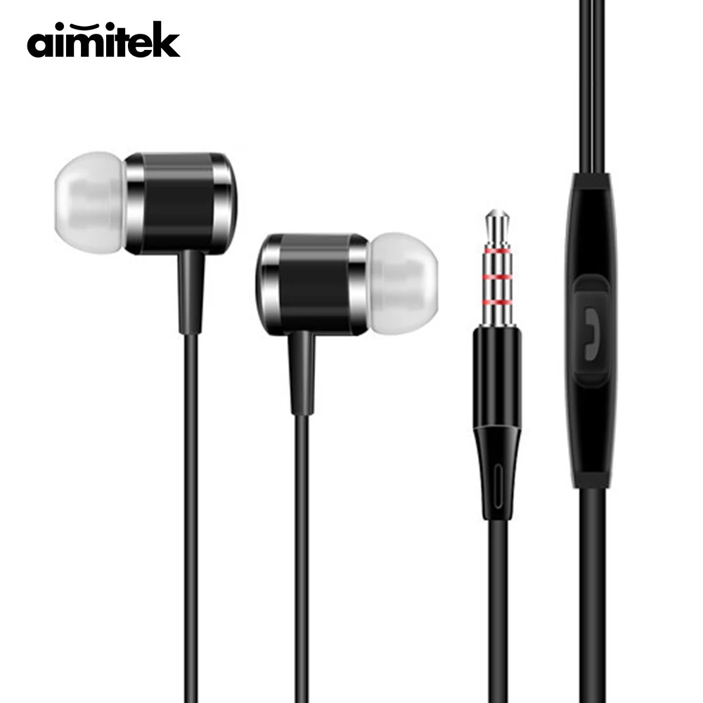 Aimitek наушники в ухо супер бас стерео музыка линии управления гарнитуры с