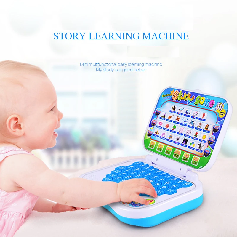Мультипликационный складной обучающий аппарат с английским алфавитом, компьютерный детский планшет обучающие игрушки для детей, подарок