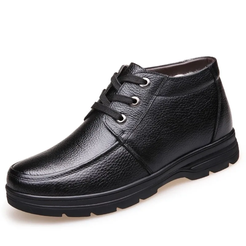

2019 New Luxury Mens Ankle Boots Shoes Formal Shoes Black Brown Winter Warm Genuine Leather Flat Lace Up Shoes DA037
