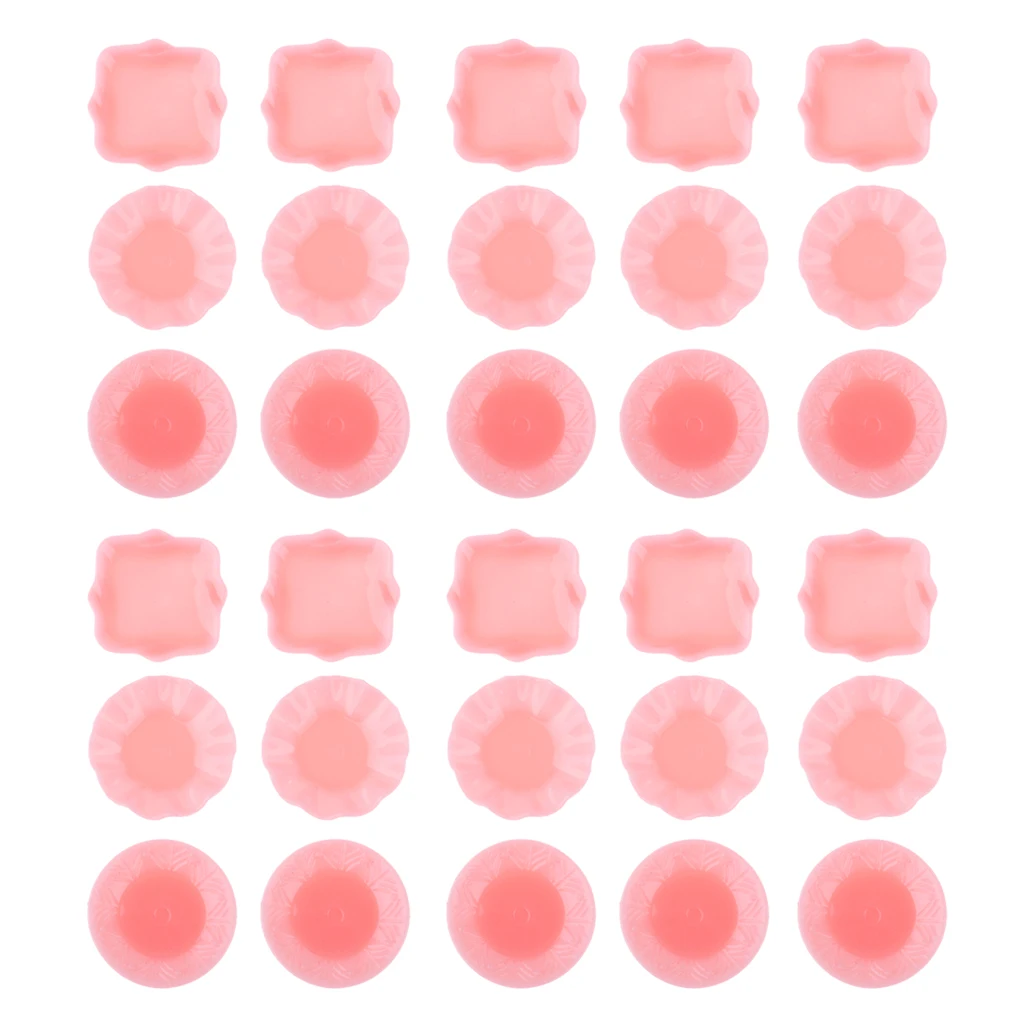 MagiDeal 30pcs Dollhouse Miniature Tableware Plastic Dish Set Kitchen Utensils 1/6 Doll House Decor - Pink