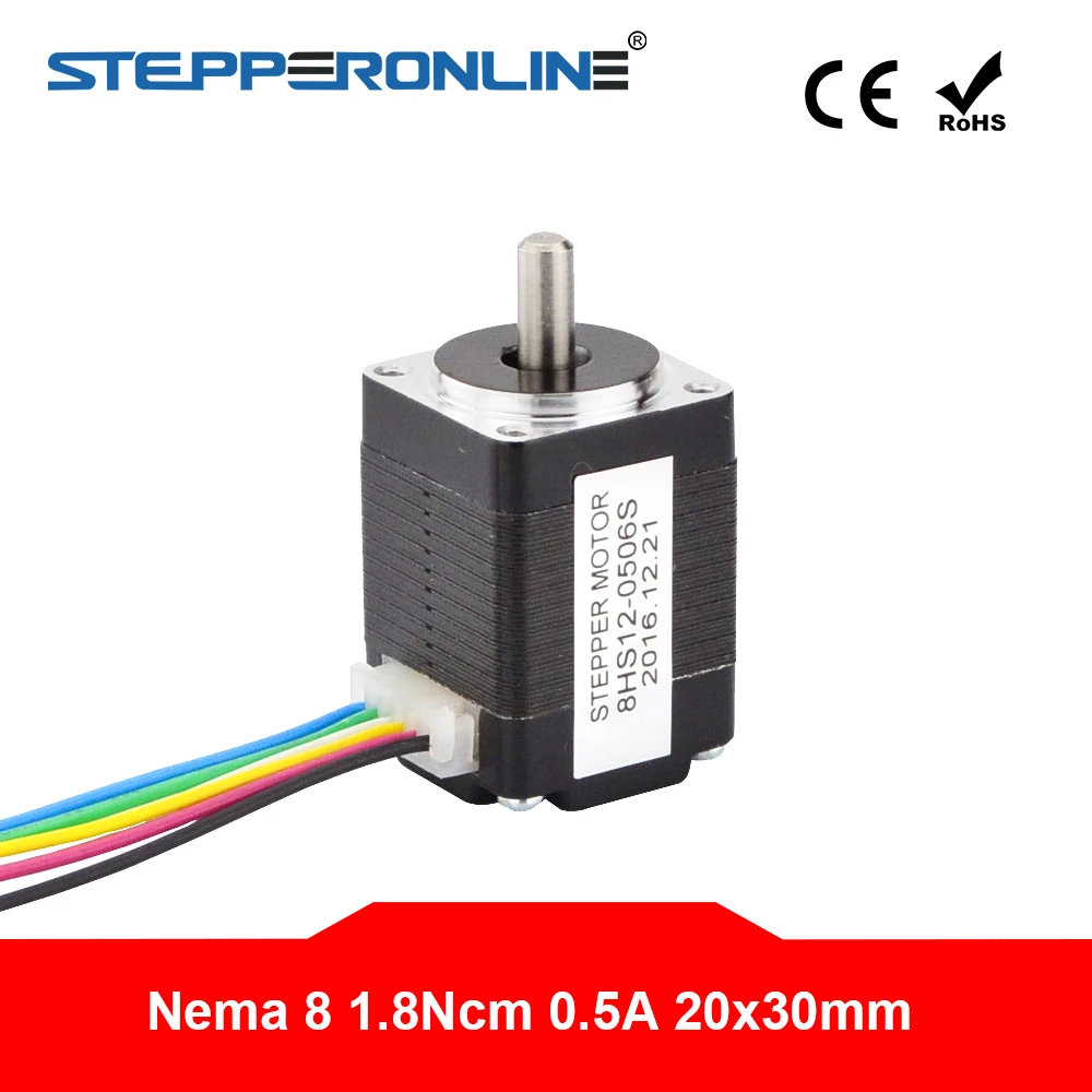Однополярный шаговый двигатель Nema 8 6 свинцовый 1 8deg 8ncm (2 55 унций. Дюйм) 0 5a 20x20x30 мм