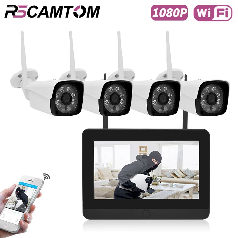 4CH XMeye ЖК-камеры видеонаблюдения NVR система беспроводной HD 1080 P безопасности IP