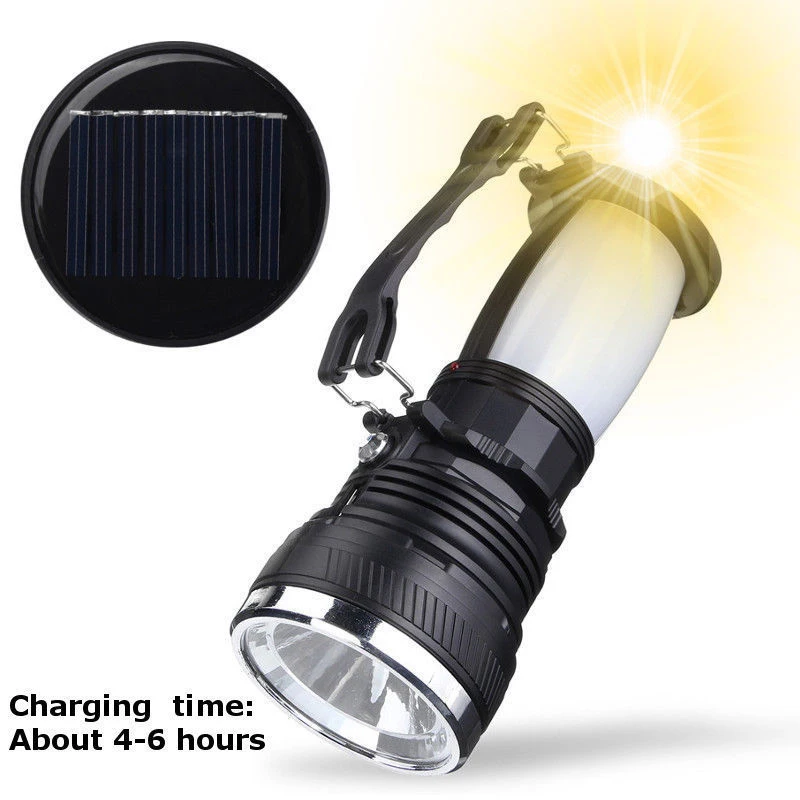 

DSHA Solar Power Rechargeable Battery Camping Tent Light Lantern LED Flashlight Lamp