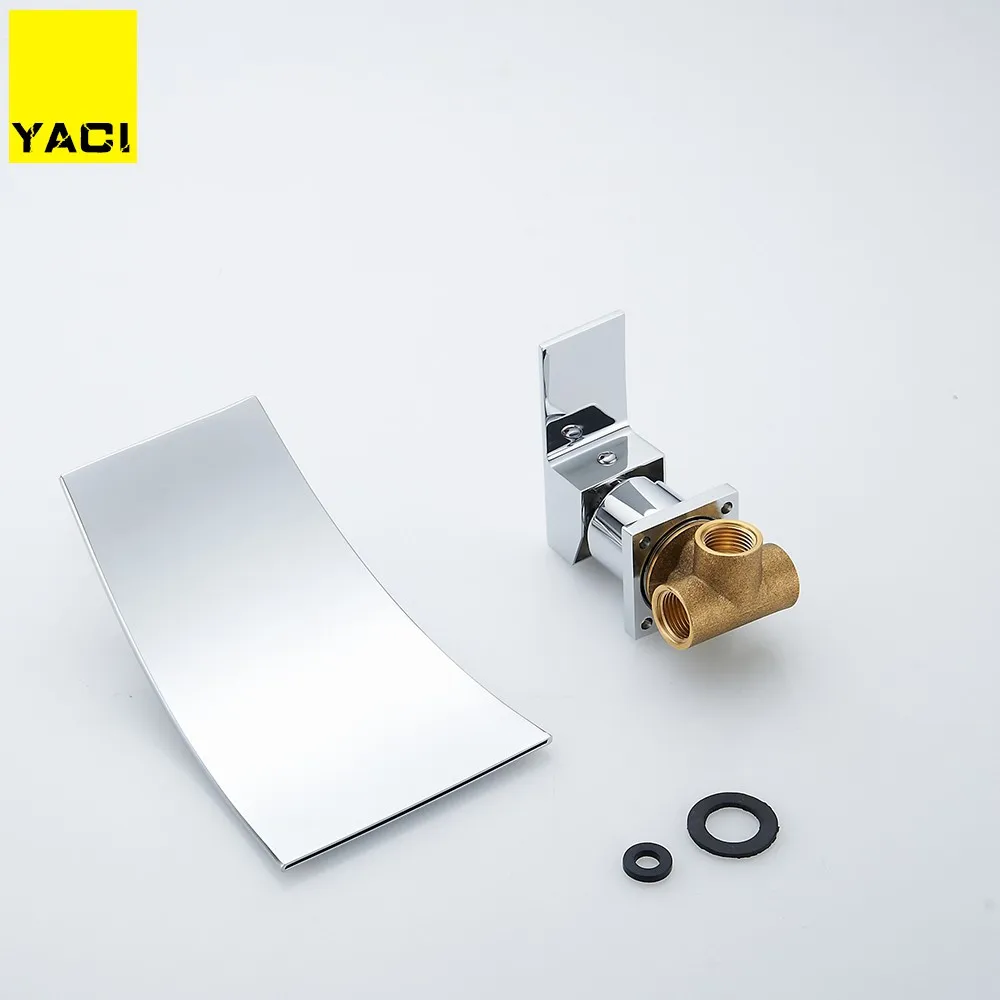 YACI 286 الحائط شلال صنبور الحمام الكروم النحاس صنبور الغرور بالوعة صنبور حوض خلاط الحمام مجموعة الأبيض