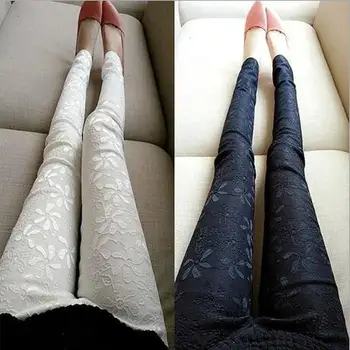

Fashion Women Leggings Lace Stitching Comfortable Elastic Shaping Leggins Large Size Plus Pants for Women LG02