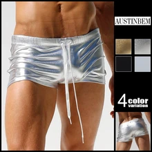 Хит AAustinbem, пляжный купальник с серебристым металлическим принтом, мужские плавки, Sungas De Praia Homens Zwembroek Heren 23806