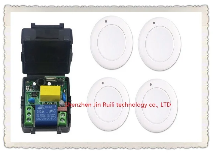 

New multi-function output mode AC 220 V 1CH Wireless Remote Control Switch System Receiver & 4*White wall Panel Sticky Remote