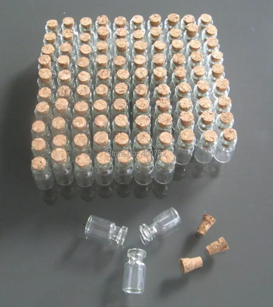 

Lot of 500pcs 0.5ml Vials Clear Glass Bottles with Corks Empty Sample Jars Small wholesale