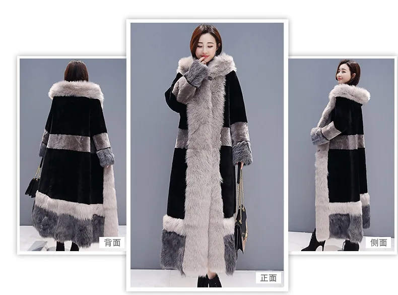 Размера плюс M-3XL Новинка зимы длинная шуба из искусственного меха пальто Для женщин парки с капюшоном Для женщин Длинная Куртка C мехом пальто Для женщин s Толстая теплая шерсть верхняя одежда