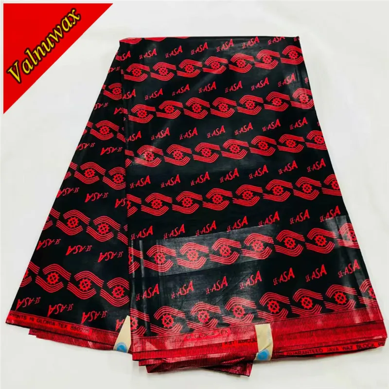 

Guaranteed wax block african ankara prints fabric veritable java wax fabric black & red color 6yards for sewing wedding party LS