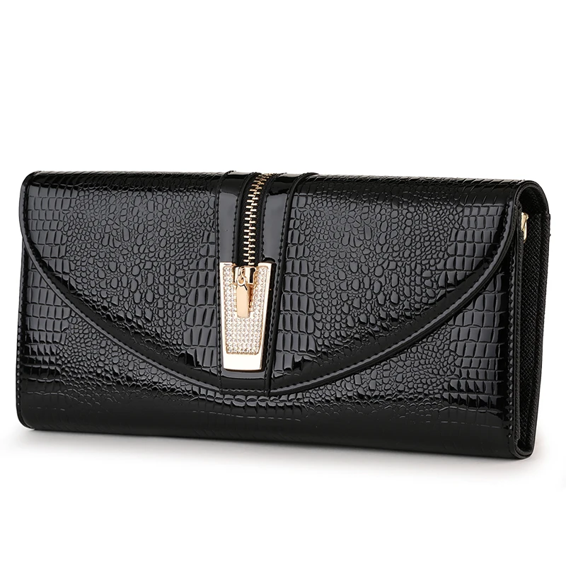 Women s Handbags Black High Quality Patent Leather Alligator Embrossed
