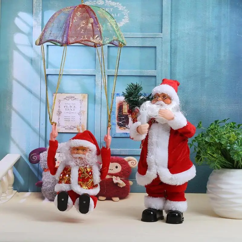 Творческий Электрический Скайдайвинг Санта Клаус Плюшевая Кукла пение новый год игрушка Детские подарки Рождество Рождественские