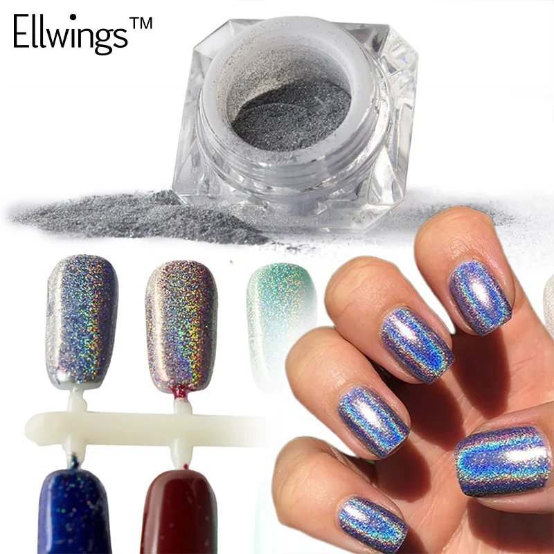 

Ellwings 3D Colorful Sparkle Rainbow Pigment Chrome Dust Holographic Laser Powder Manicure Decoration Nail Art Polish