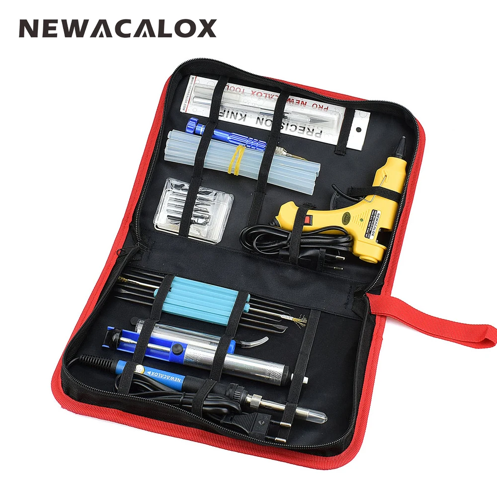 NEWACALOX EU Plug 220v 60w Adjustable Temperature Electric Soldering Iron Kit Tips Portable Welding Repair Carving Tool Tin NEWACALOX EU Plug 220v 60w Adjustable Temperature Electric Soldering Iron Kit Tips Portable Welding Repair Carving Tool Tin