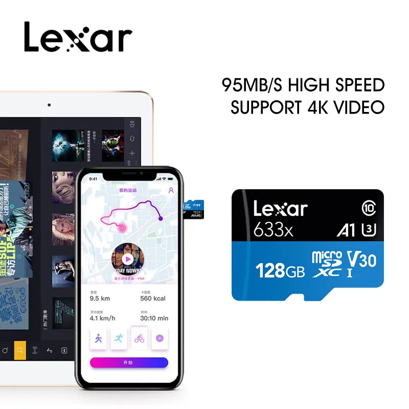 Lexar Высокопроизводительные 633x microSDXC UHS-I карты памяти 512 Гб micro sd Макс 100 м/с класс 10 A2 3D 4K flash tf карта