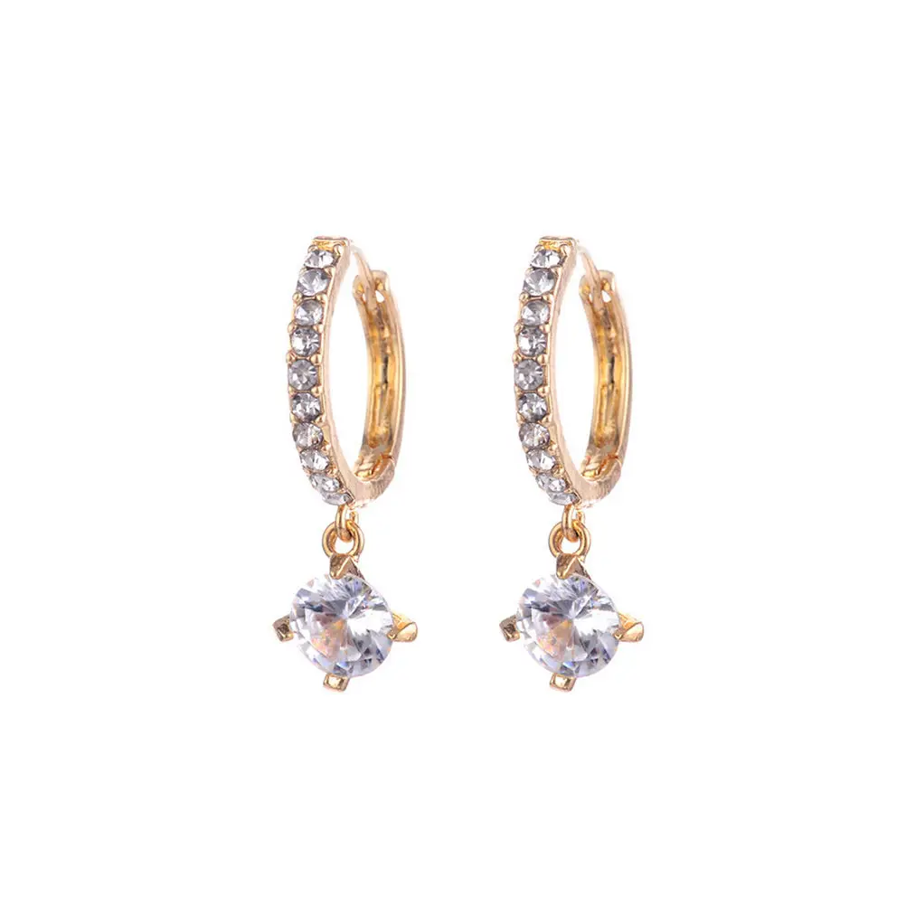 

Fashion Stud Earrings Round Clear Rhinestone Crystal Cuff Buckle Earring Hoop Ear Stud For Women Jewelry