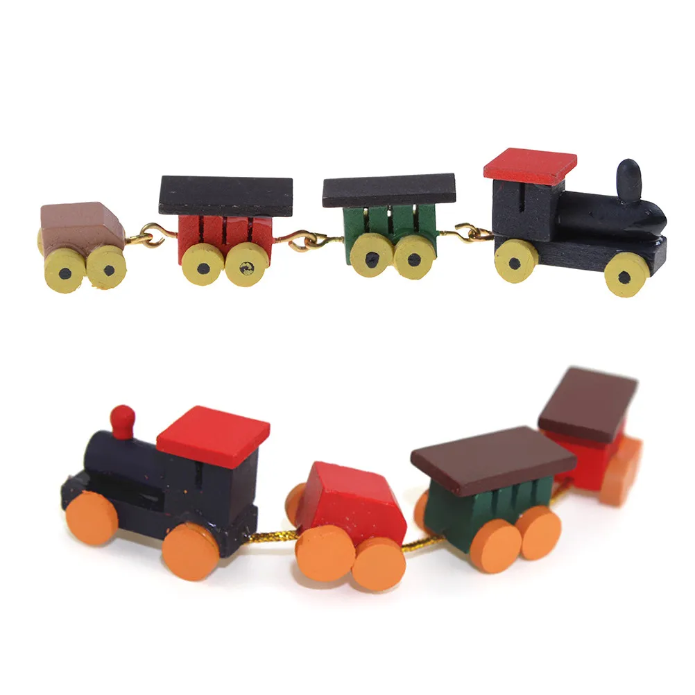 2017 Wood Trains Model Toys Gifts for Children 1/12 Dollhouse Miniature