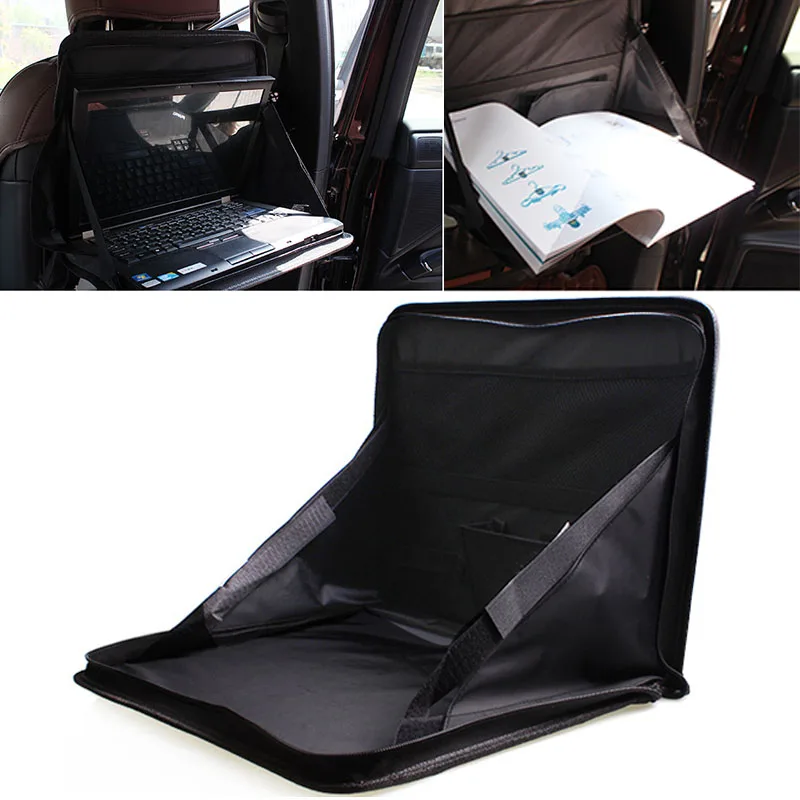 Black Laptop Computer Stand Tray Desk Table Folding Car Seat Back Storage Bag Safety Multi-function Computer Rack Car Organizer