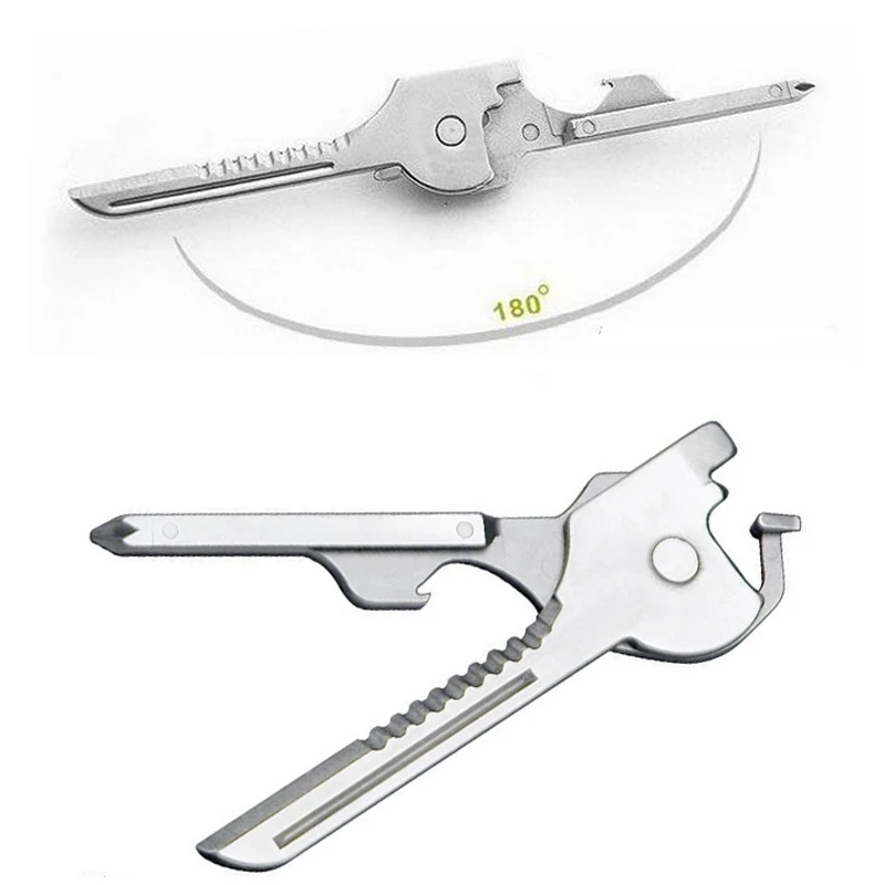 

6-in-1 High Quality Multi-Function Stainless steel Camping Hand Tools Outdoor Camping Key Ring Chain Knife Screwdrivers Products