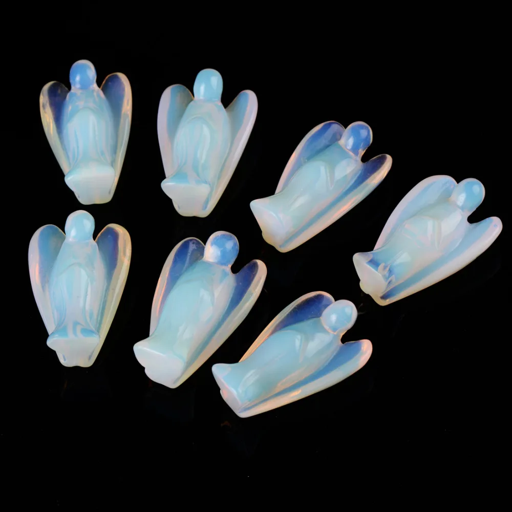 

YWG 1.5inch Natural Carved GemStone Peace Pocket Guardian Angel Figurines Reiki Chakra Healing Crystal Stone Statue Free Pouch