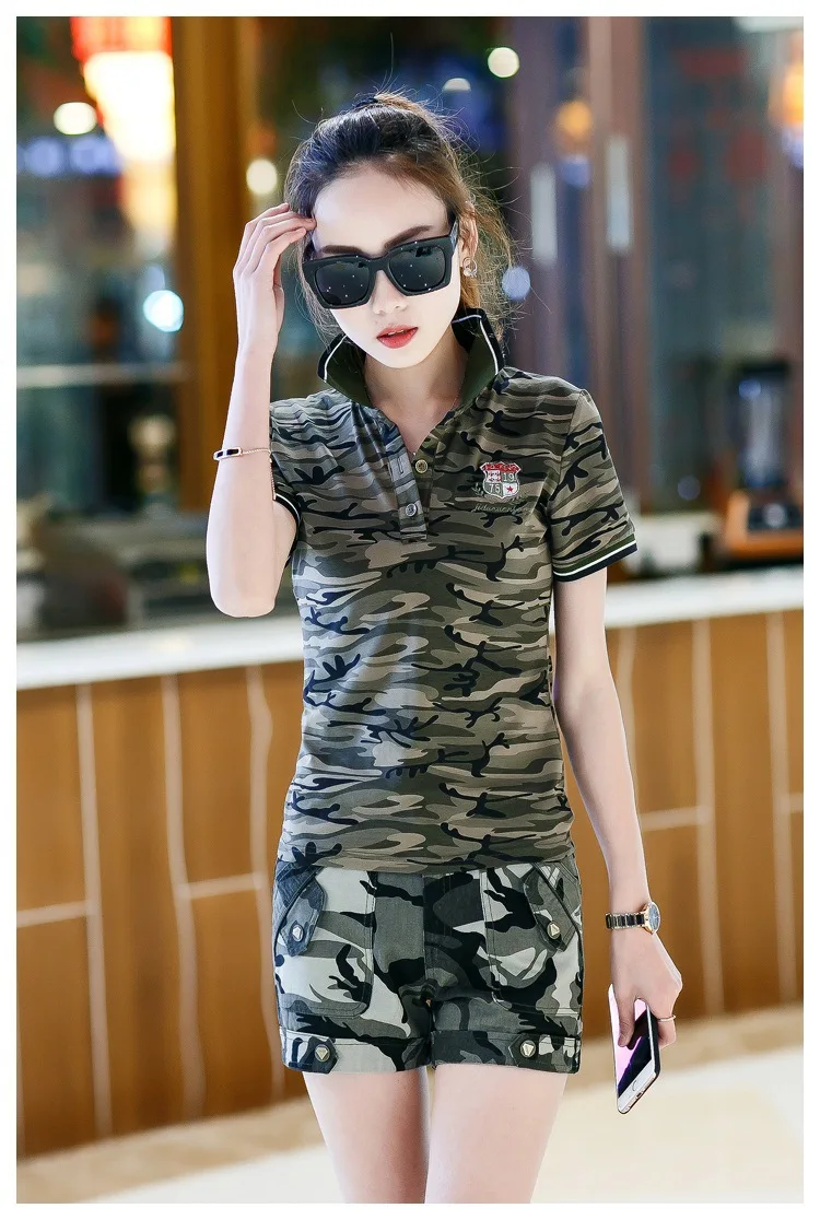 Военная армейская зеленая женская рубашка поло с коротким рукавом, Женская хлопковая камуфляжная футболка, женская одежда размера плюс 4xl 5xl