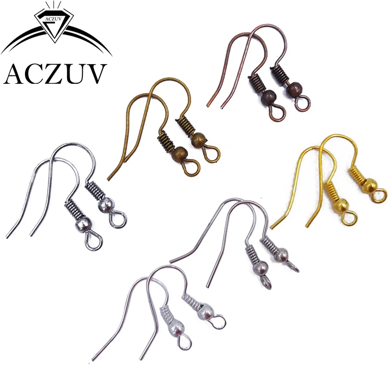 

2000pcs With Bead and Spring Earring Hooks Earwires Findings Jewelry Accessories Silver Gold Antique Bronze Copper Gunmetal