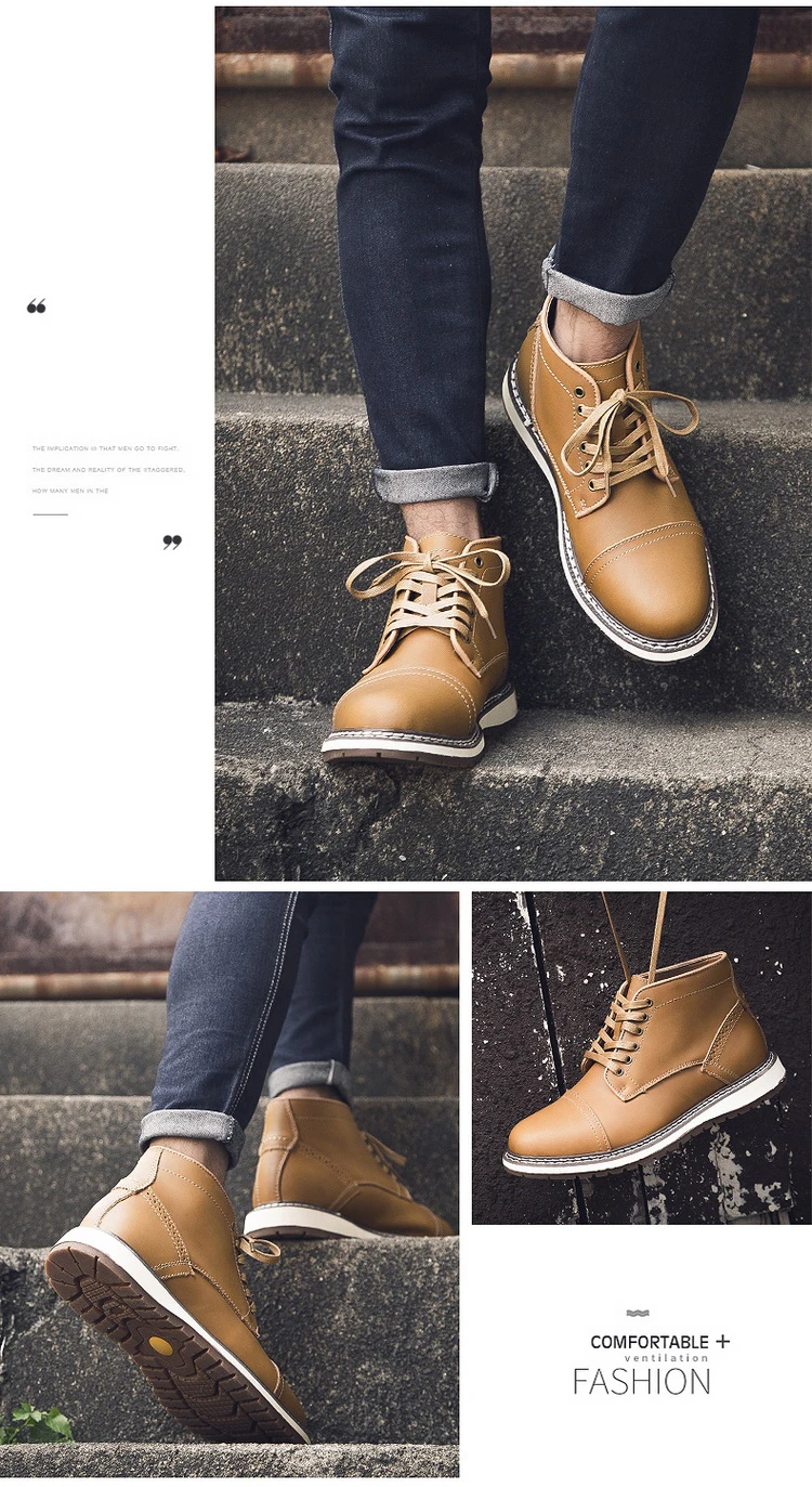 Men Ankle Boots Fashion Vintage Men Boots Winter Autumn Shoes High Quality Leather Men Ankle Shoes Comfortable Footwear