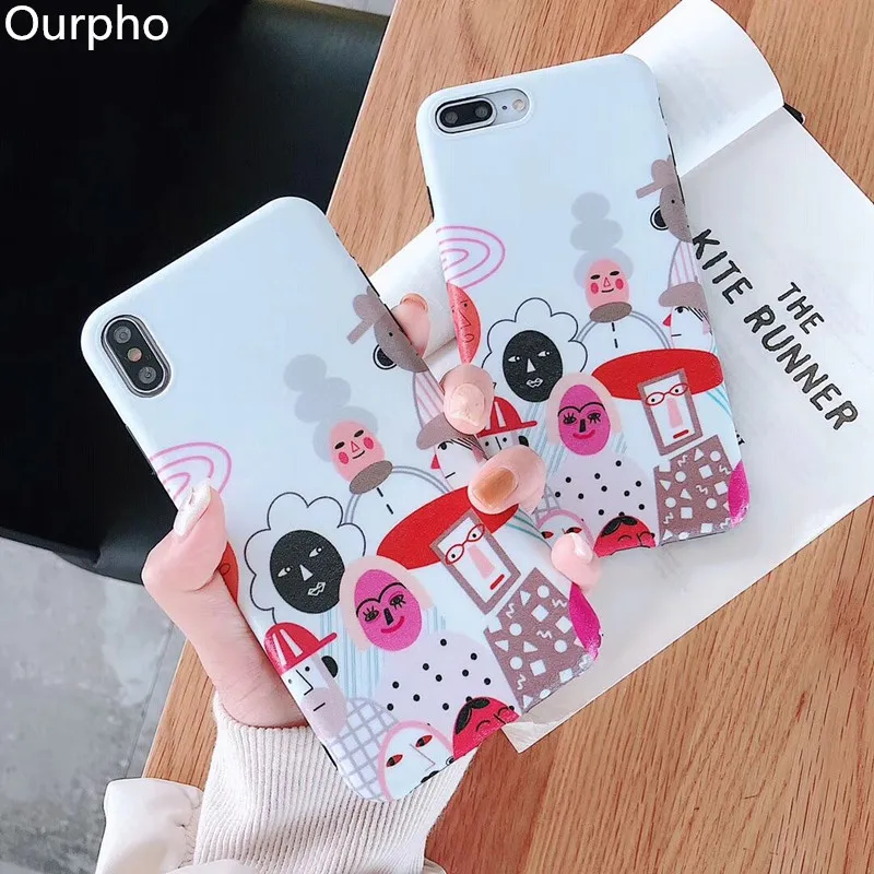 Ourpho черный край Шелковый IMD Мобильный Корпус для iphoen 6 6s 7 8 plus Забавный