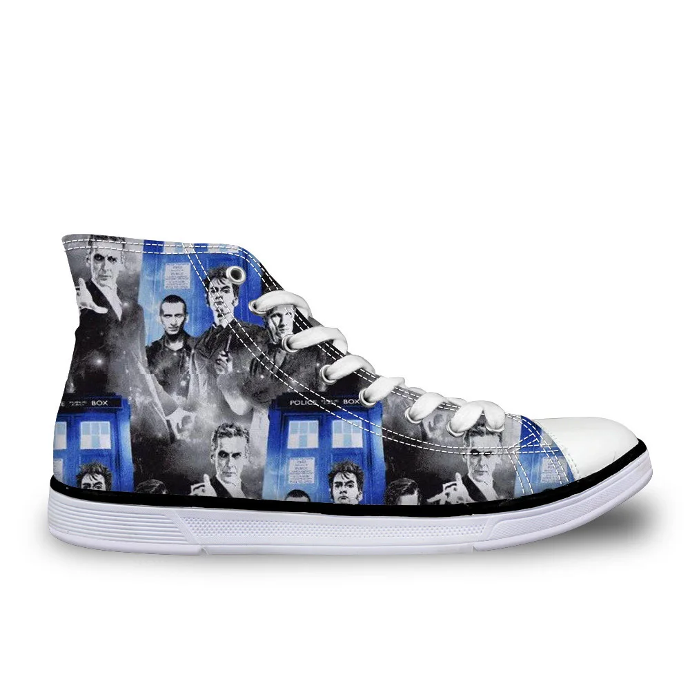 

Customized Doctor Who Men's Canvas High Top Shoes Boy Man Spring Summer Lace Up Vulcanize Shoes 3D Print Hombre Casual Sneakers