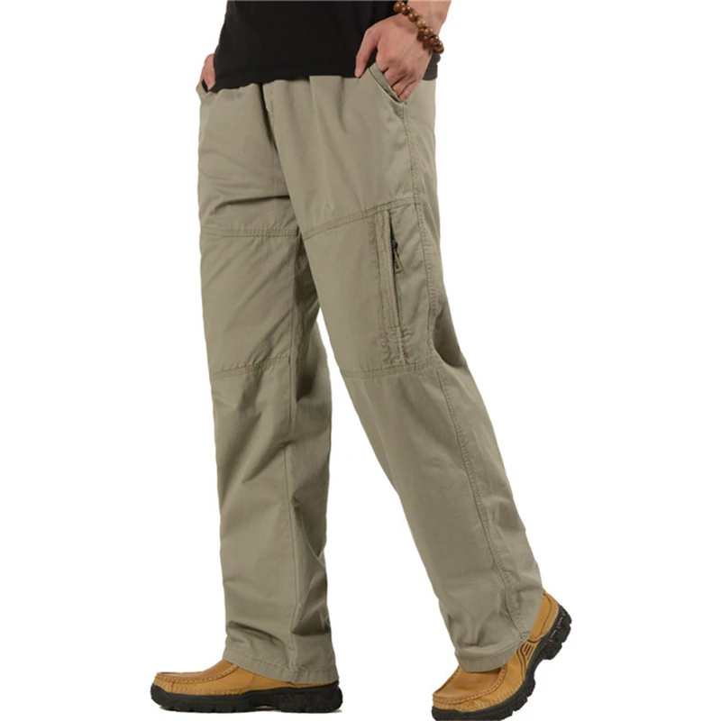 Новые мужские брюки карго размера плюс, повседневные хлопковые прямые комбинезоны с несколькими карманами, свободные брюки, мешковатые армейские военные тактические штаны 6XL