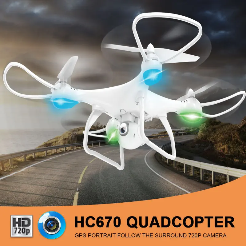 

720P Camera RC Drone 720P Camera Drone 720P Camera UAV Drone GPS RC 4CH 6-Axis Hover HD Follow Me Cool WIFI Quadcopter Drone