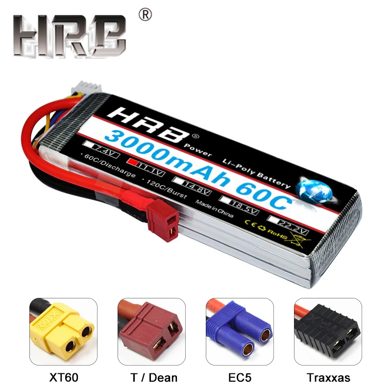 HRB 3000mAh Lipo батарея 11,1 V 3S 60C XT60 EC5 T Dean XT90 разъемы RC части для Traxxas автомобили, вертолет, самолет, Квадрокоптер